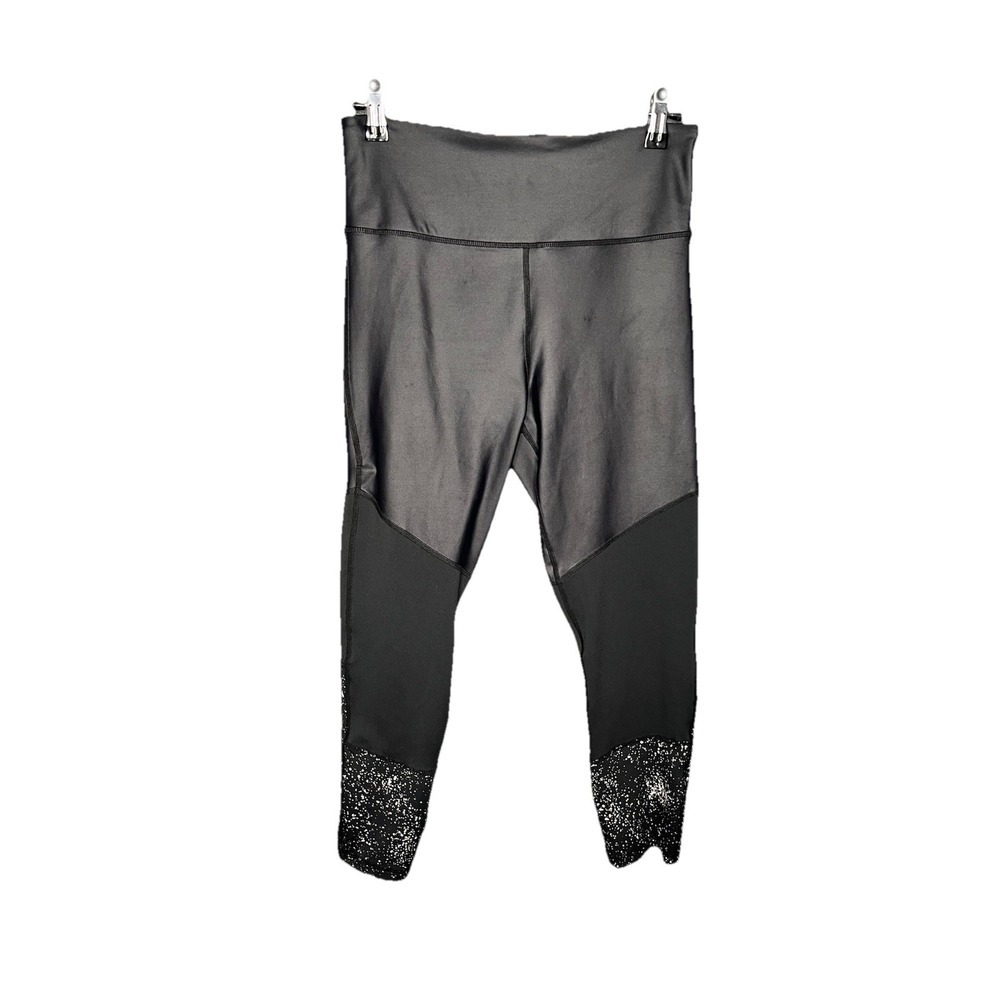 Zyia Active Leggings 12 Black‎ Metallic polka dot High Rise Yoga Pants Womens